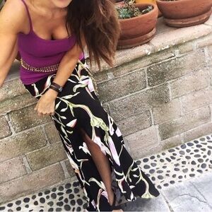 Flynn Skye Black Floral Maxi Skirt